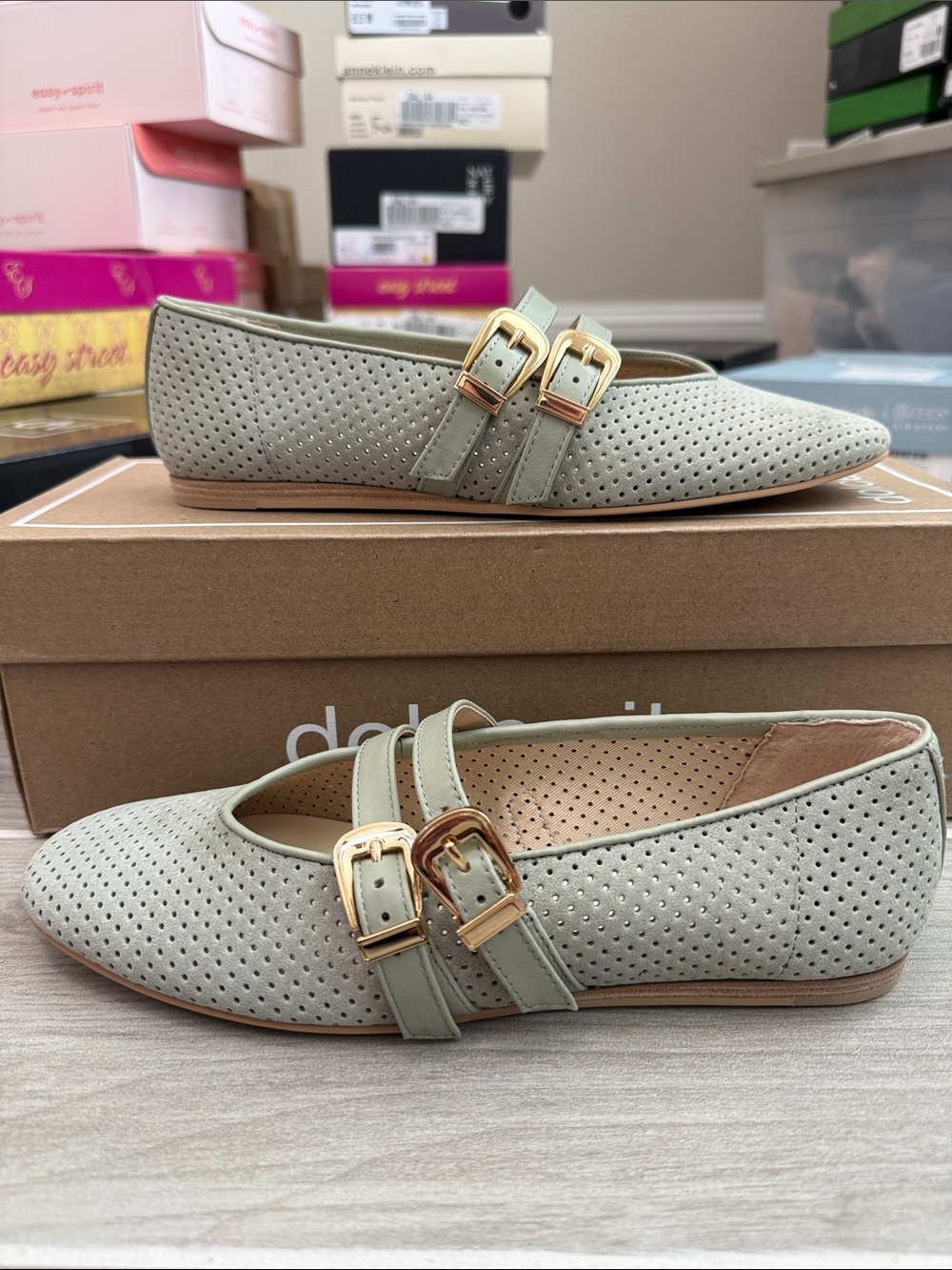 Dolce Vita Women's Mint Green Baylee Double Strap Mary Jane Flats